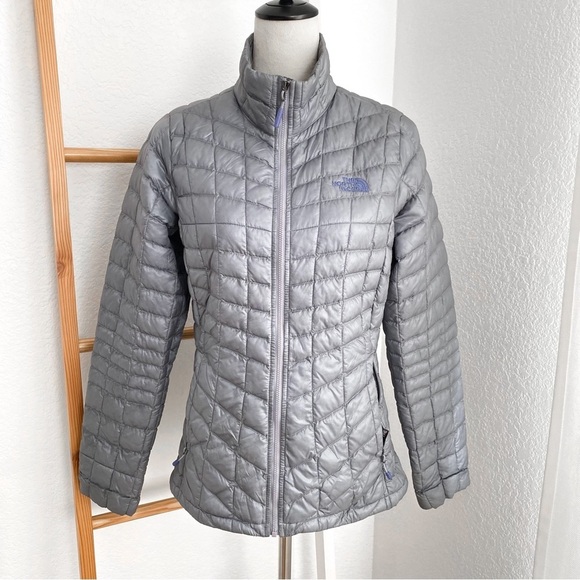 The North Face Thermoball Trekker Puffer Jacket Gray Blue Zip Up - Picture 12 of 12